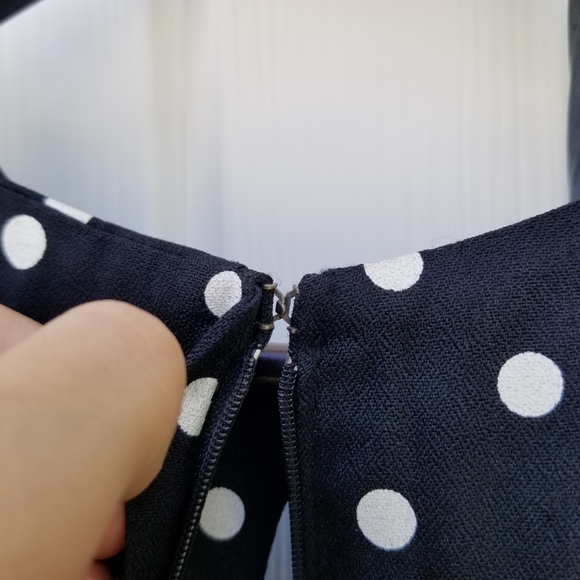 Cleo Petites midi black and white polka dot vintage short sleeve chest cut out 8 - Picture 12 of 16